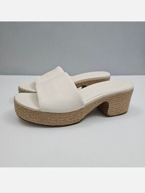 Vince Margo Espadrille Platform Slide Sandal Womens 9 Cream Leather Jute NEW